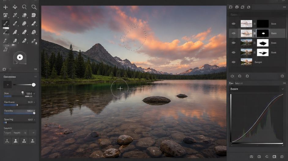 GIMP photo editor layered retouching workflow visual