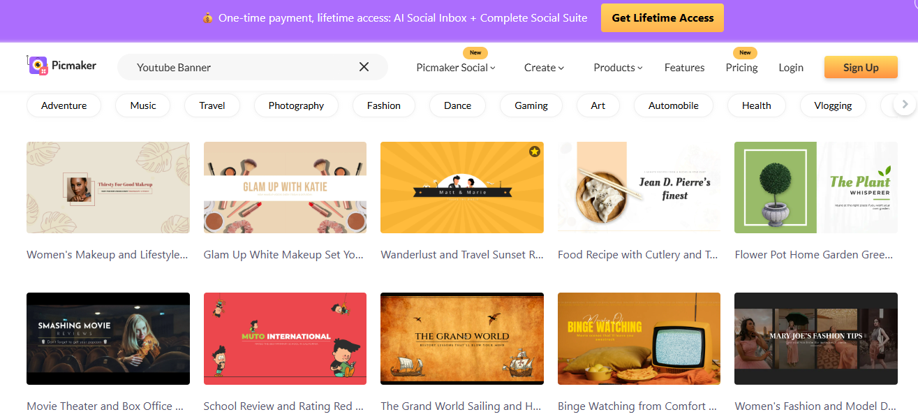PicMaker YouTube banner templates