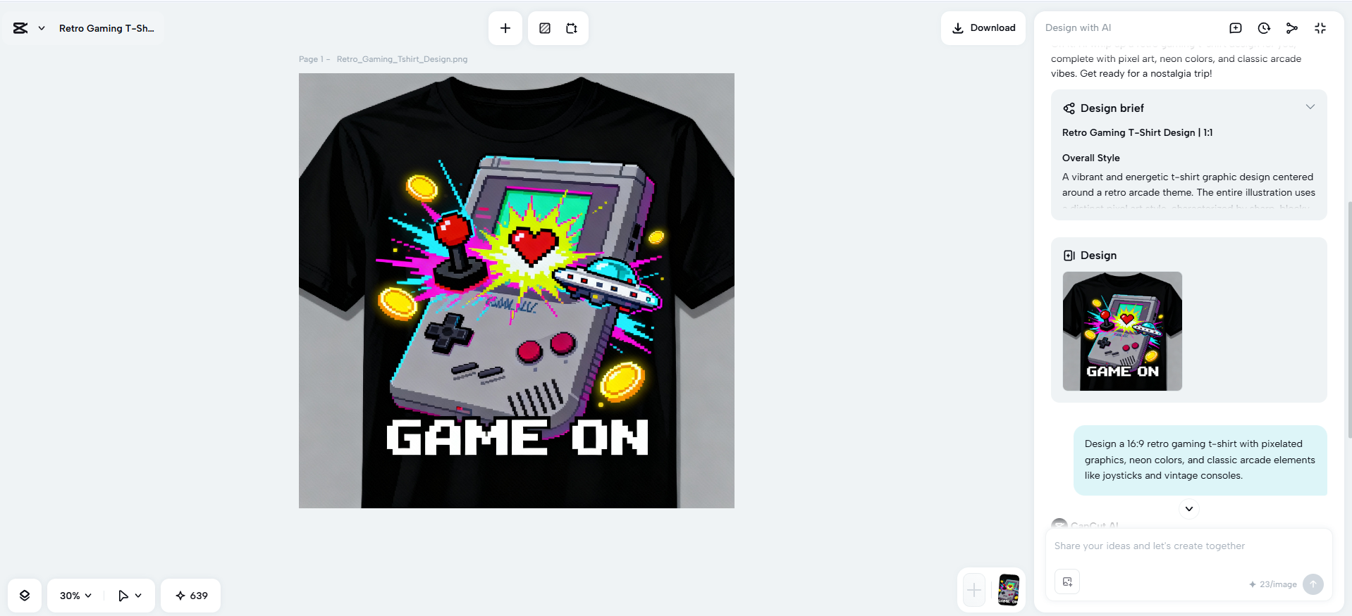 CapCut Web's AI design interface