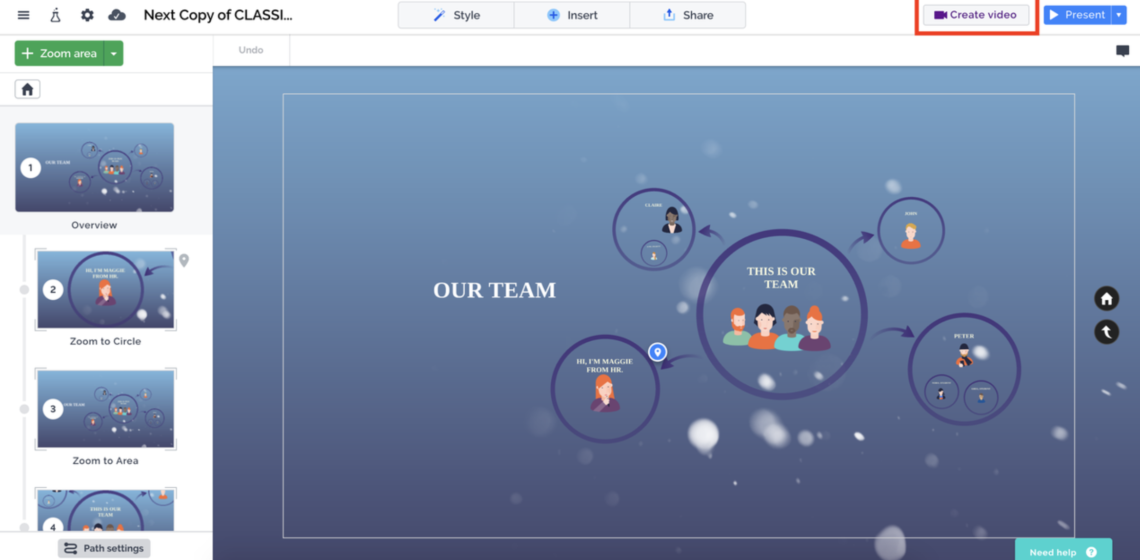 Prezi interface