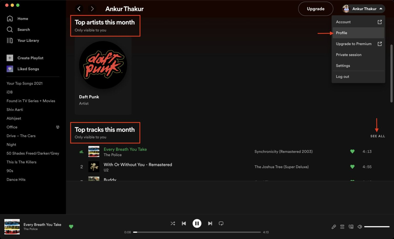 Image showing how to see your Spotify statistics on a PC or Mac
