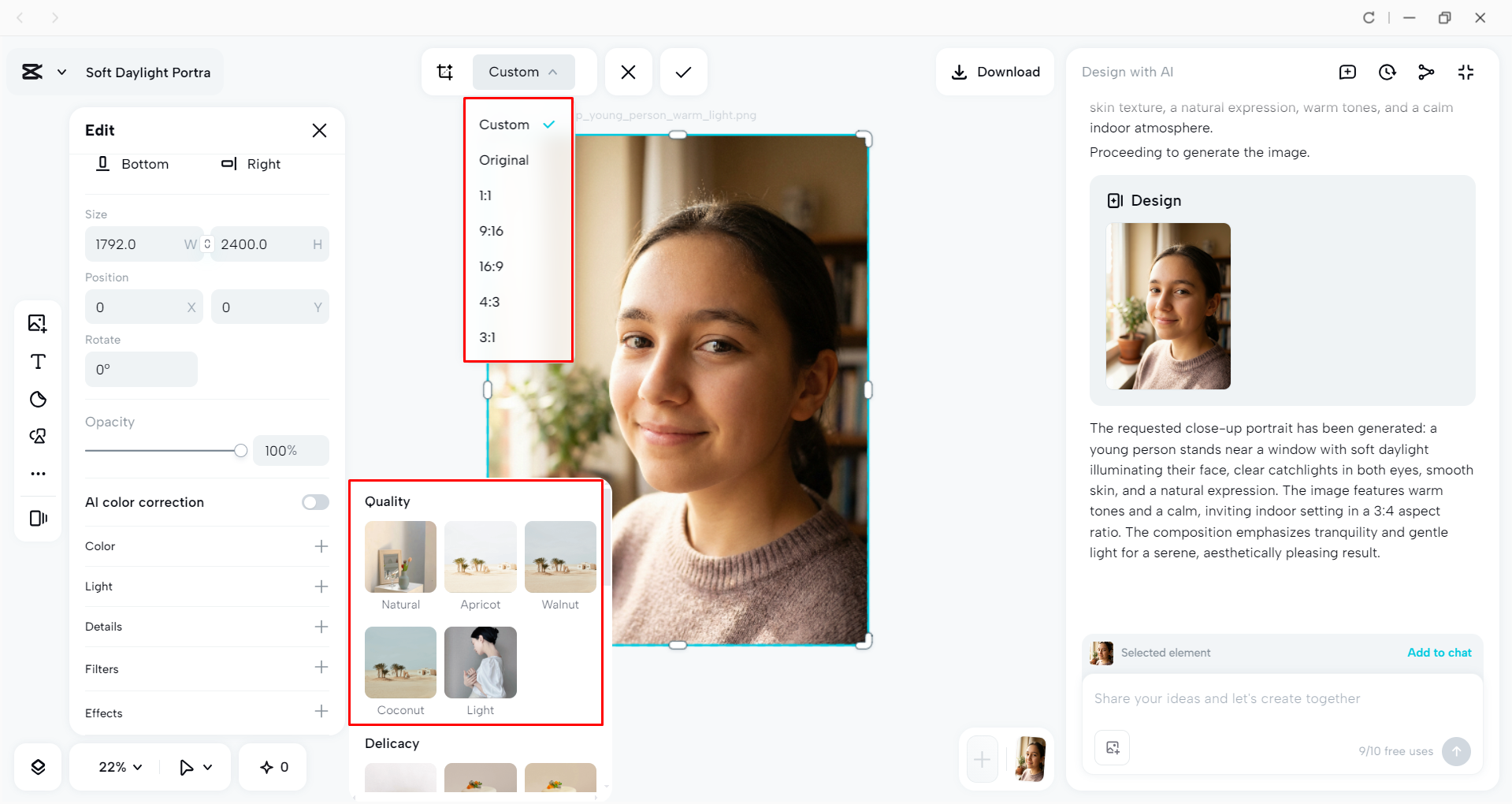 Customizing the image in the CapCut desktop video editor
