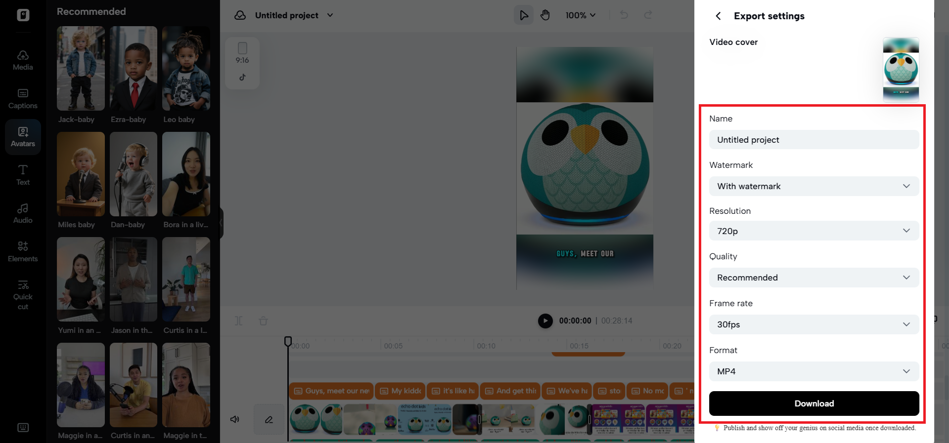 Export your video