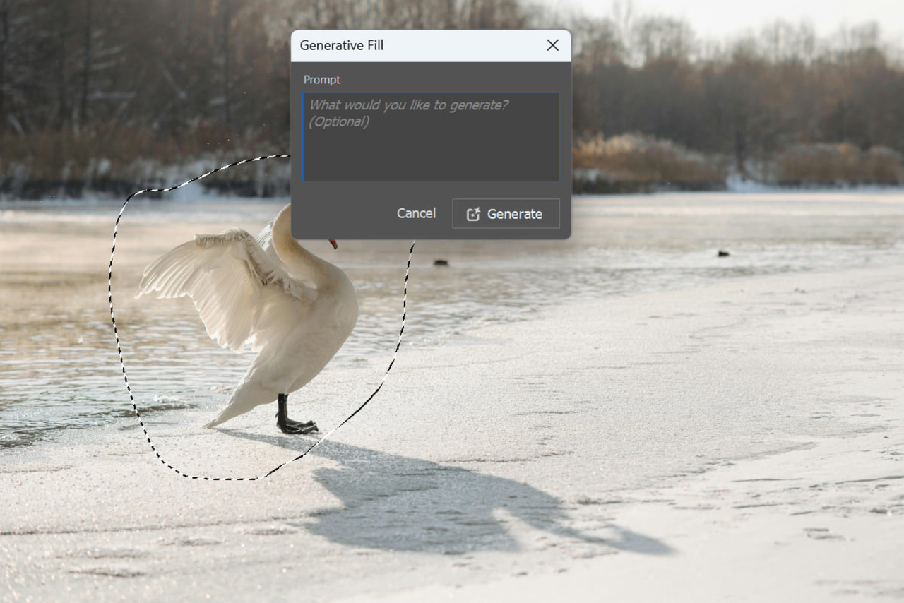 Showing how to use Generative Fill in Photoshop to expand an image