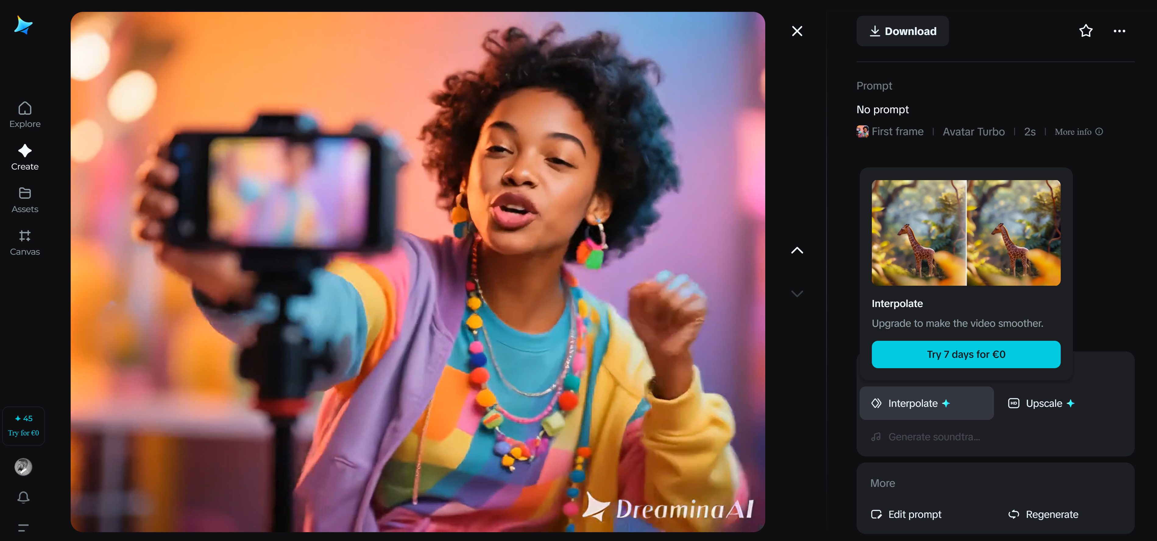 Dreamina AI Frame interpolation