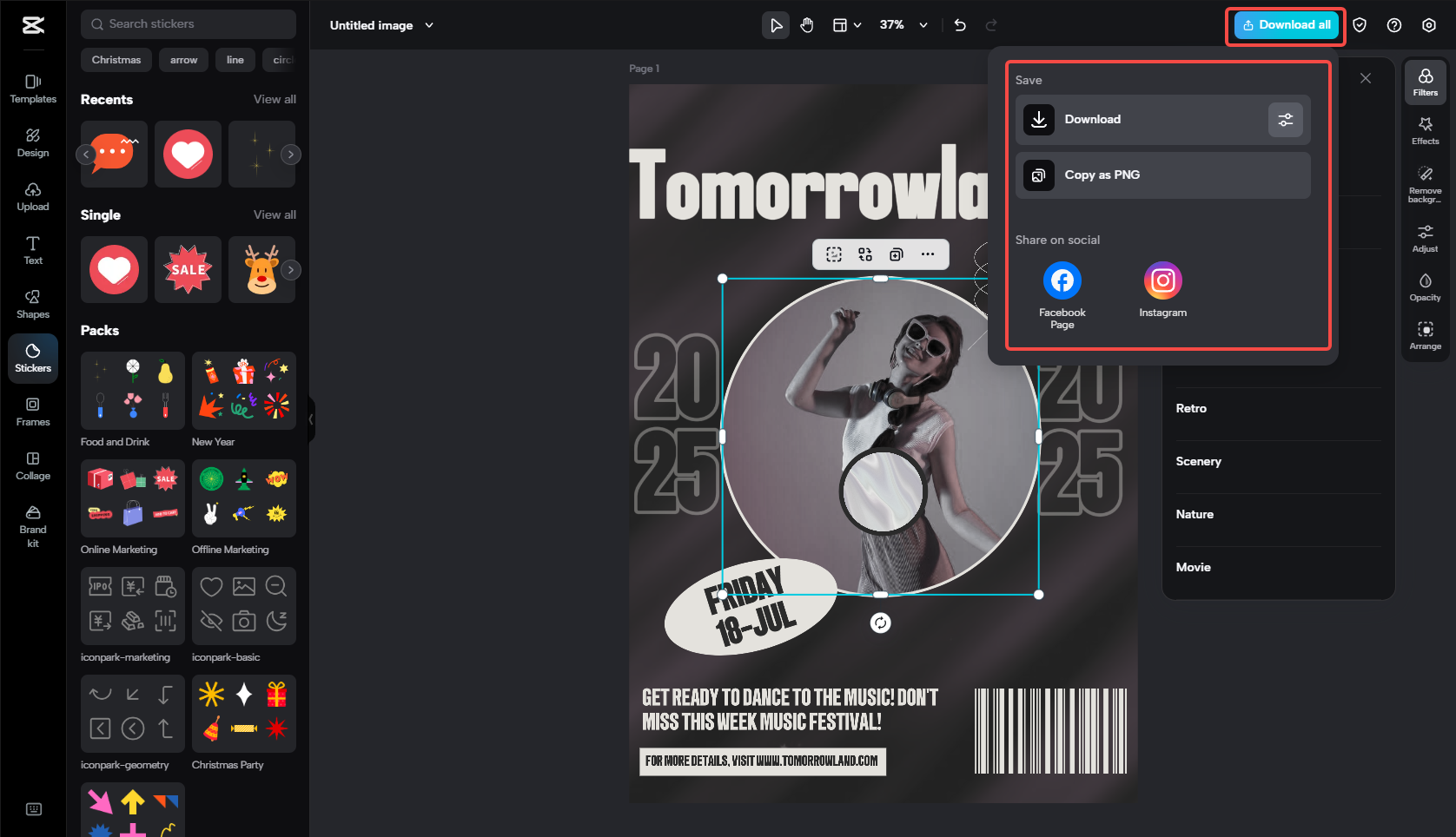 編集済みの音楽フェスティバルポスターをダウンロード