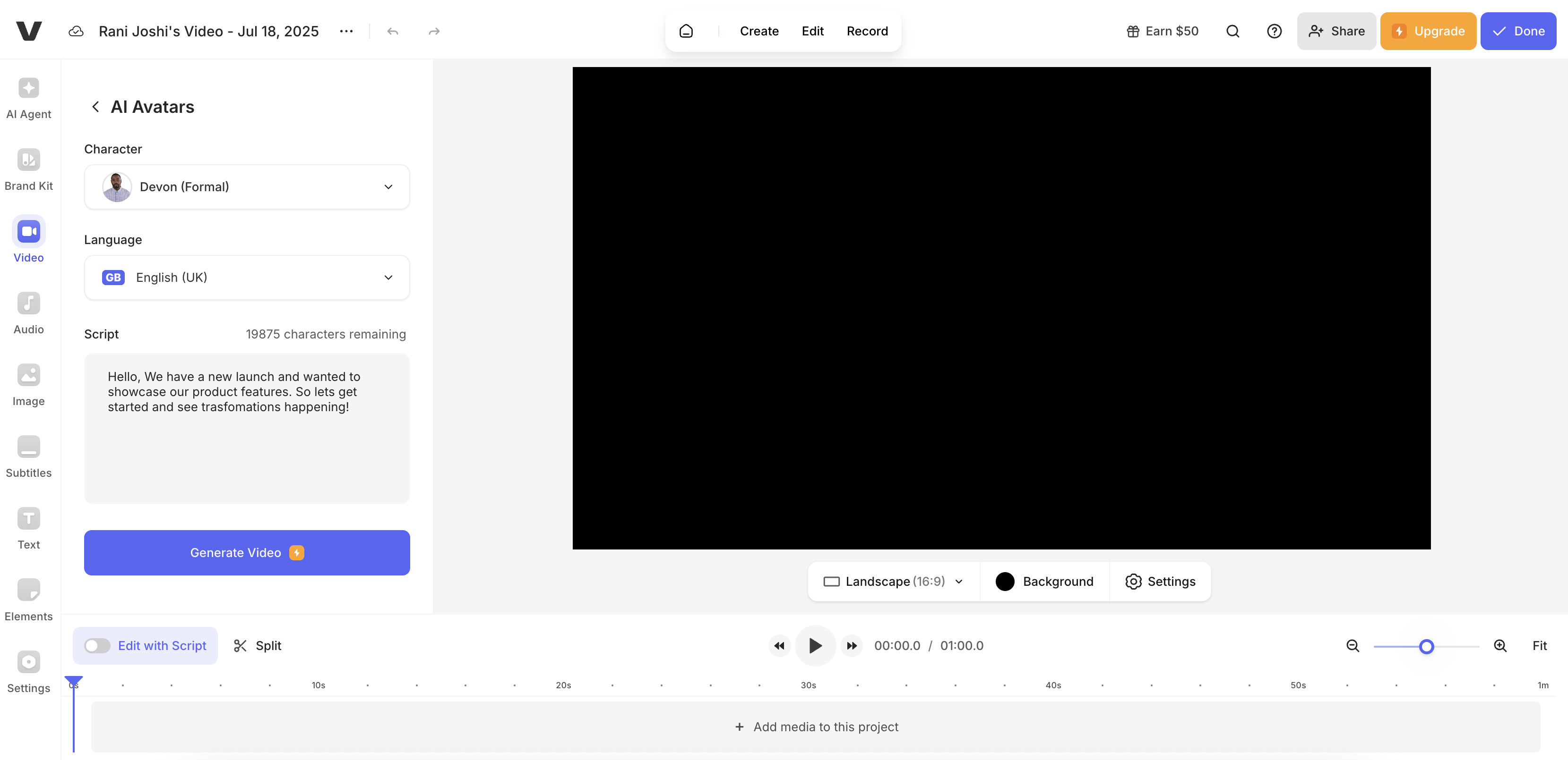 Personaliza el avatar y agrega un script
