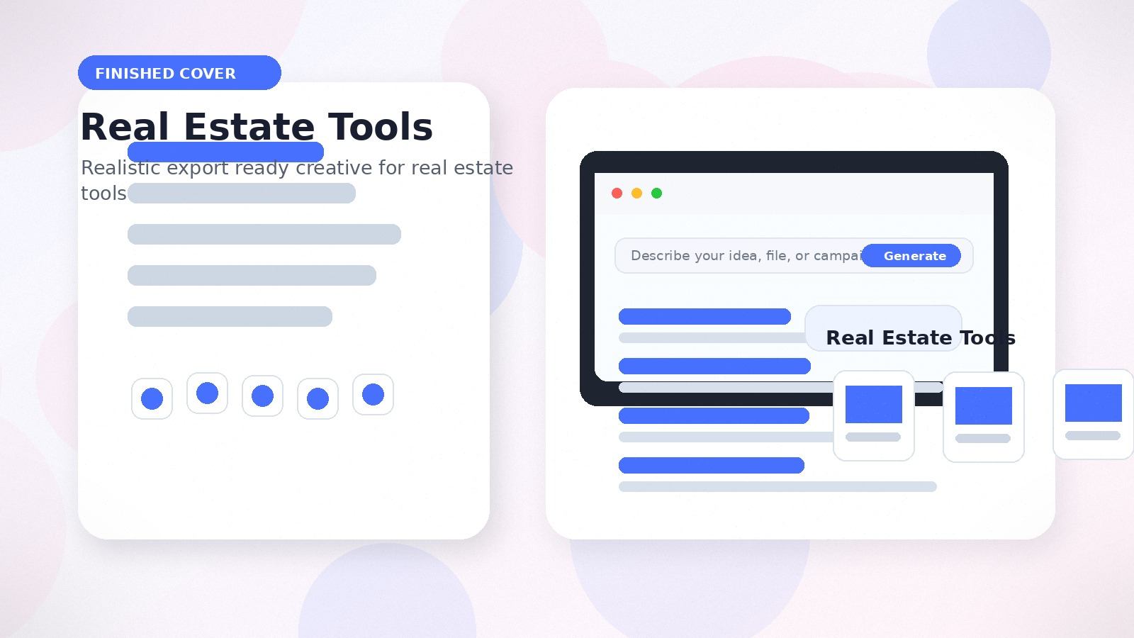 Real Estate Tools realistic finished cover visual for real estate tools