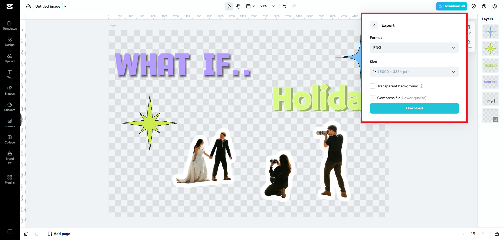 Export your removed background image