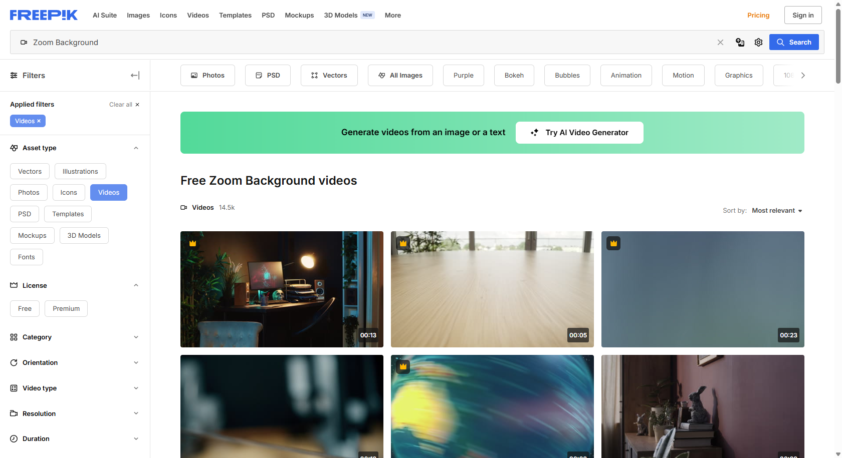 Fondo de video Freepik Zoom