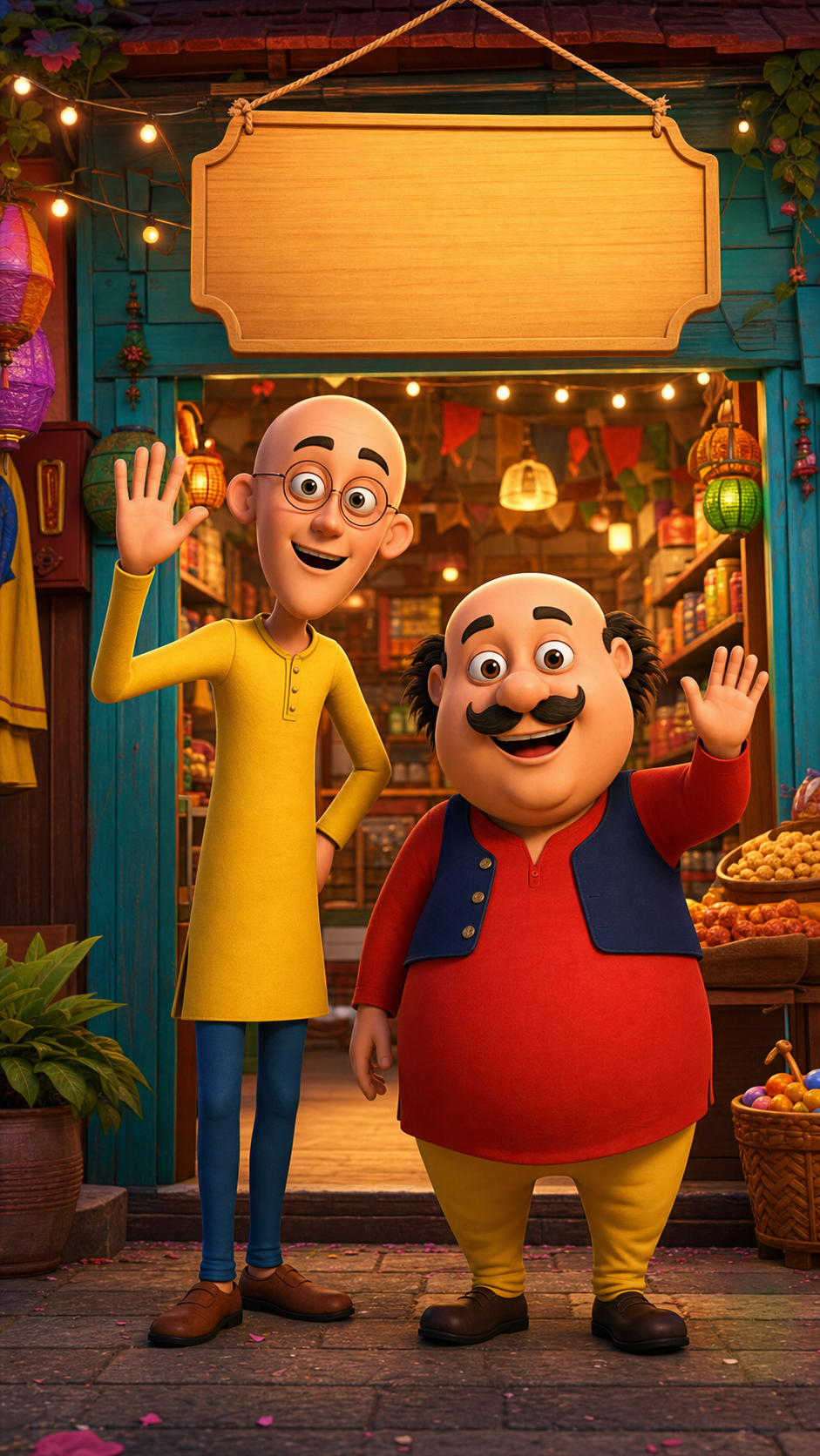 Motu Patlu Funny Shop Promotion AI Video Prompt mobile hero