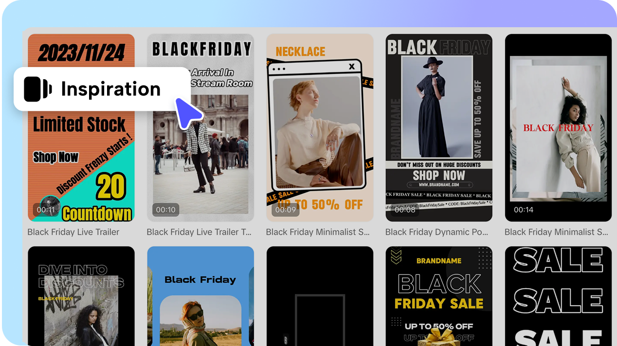 Video templates in Pippit for creating Black Friday ads