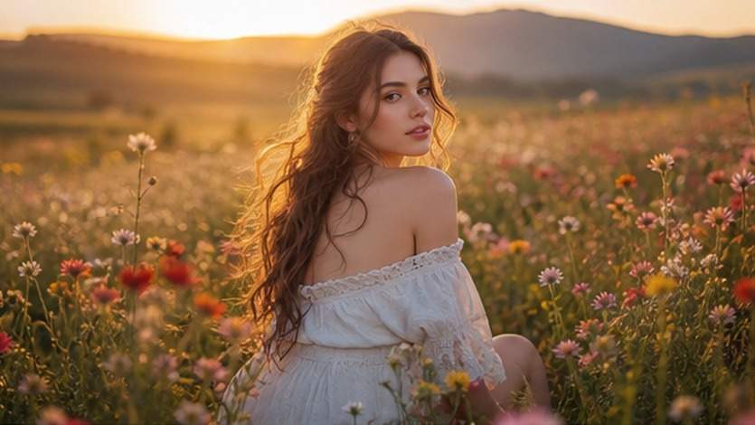 Flower Field AI Prompts example 1