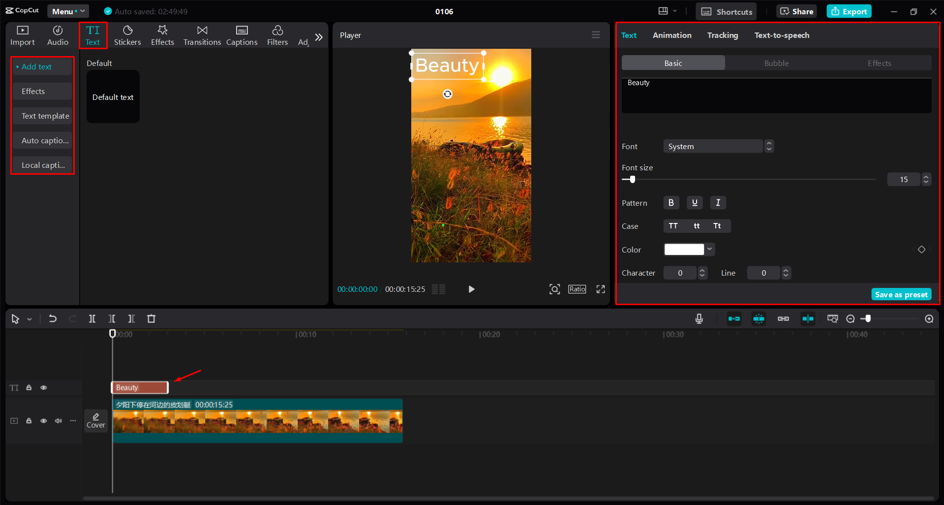 Modifica di un breve video di YouTube nell' CapCut editor video desktop