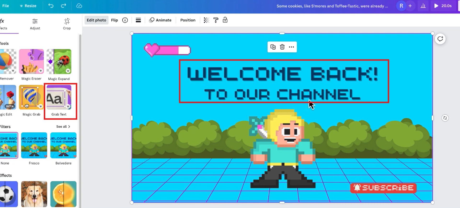 Continua a modificare con il testo di cattura