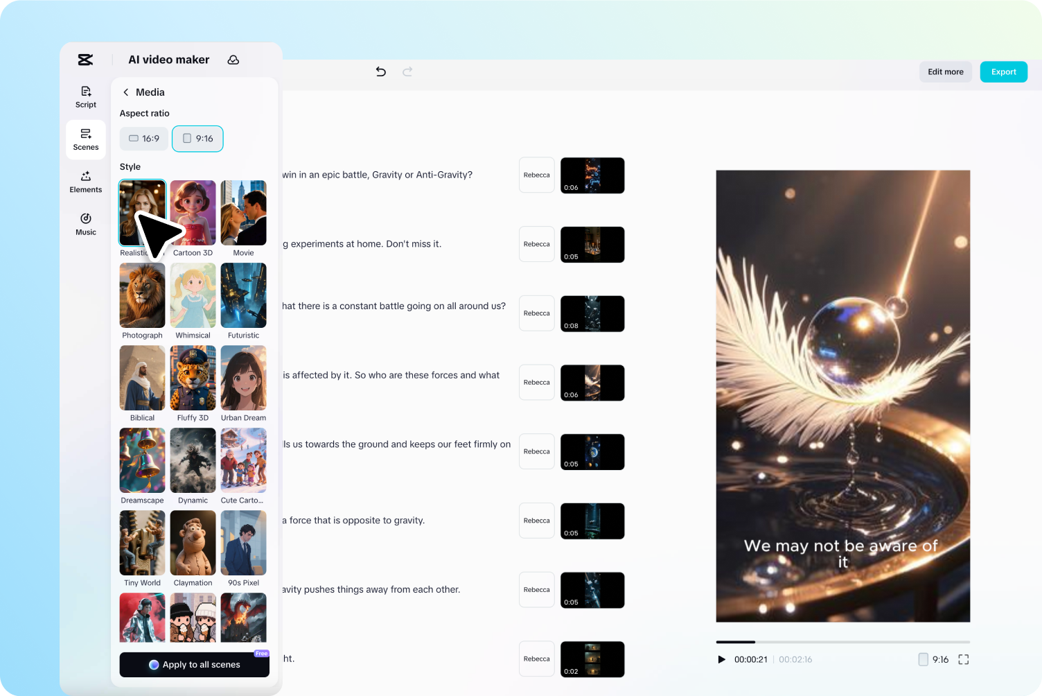 Selecting the key point from the generated topics in CapCut Web's mind maps