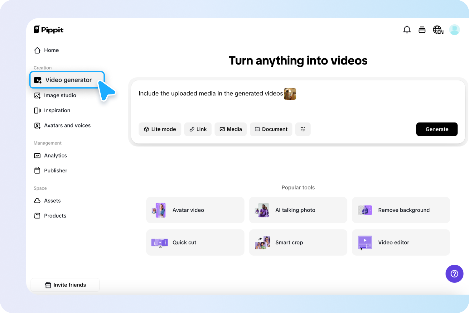 Start with links, media and document