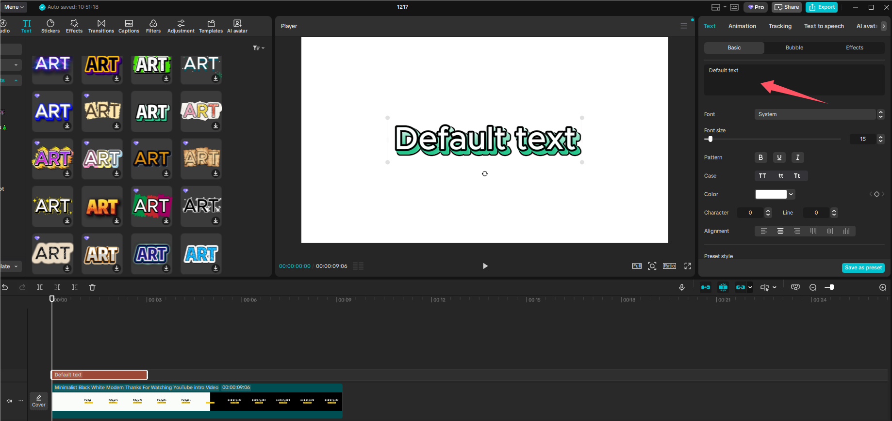 Edit teks pada CapCut PC