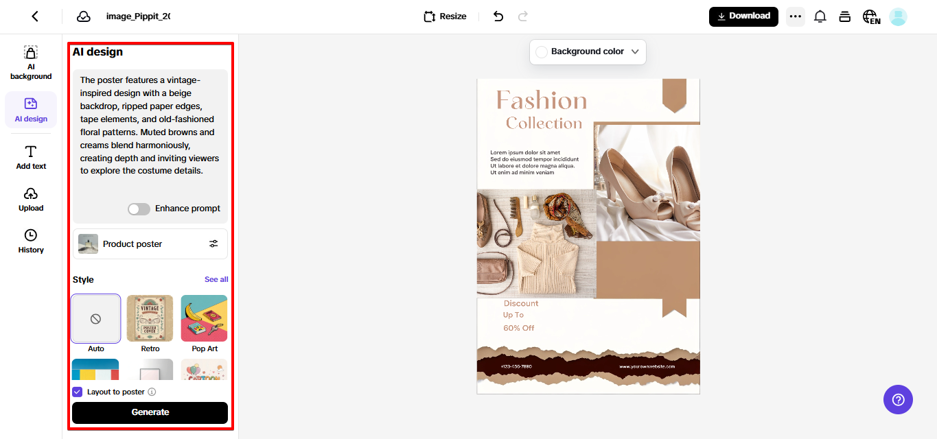 Pippit 판매 포스터 도구