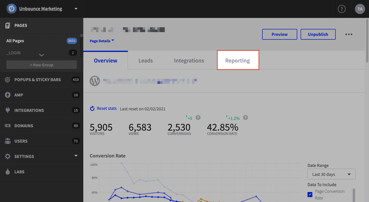 Interface Unbounce