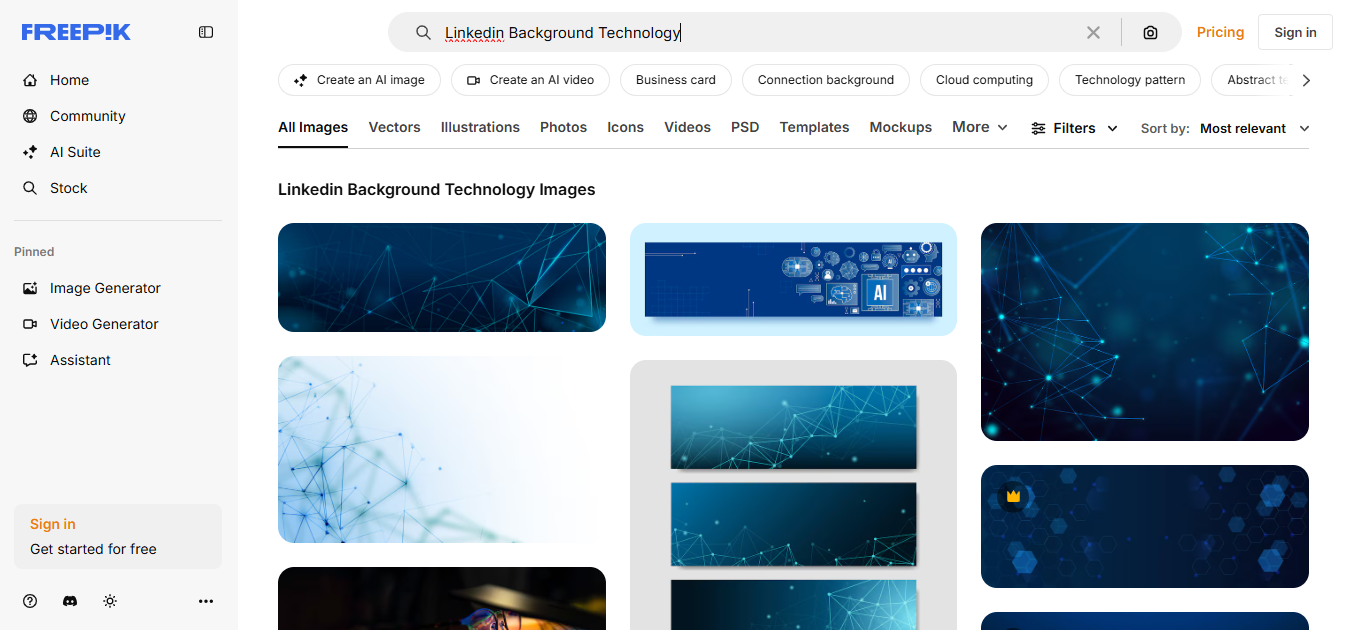 Freepik - uma plataforma rica para fundos de tecnologia do LinkedIn