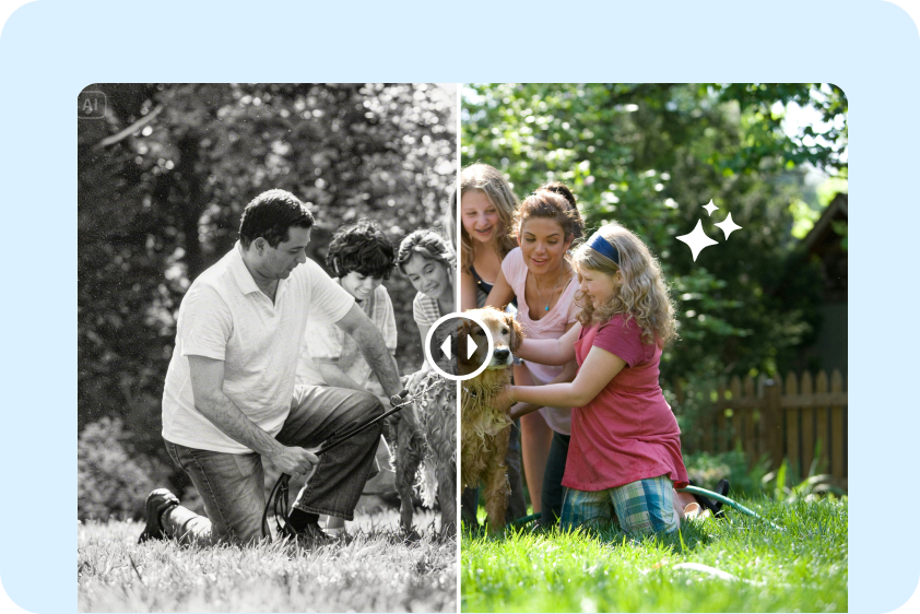 使用Dreamina的彩色黑白家庭照片