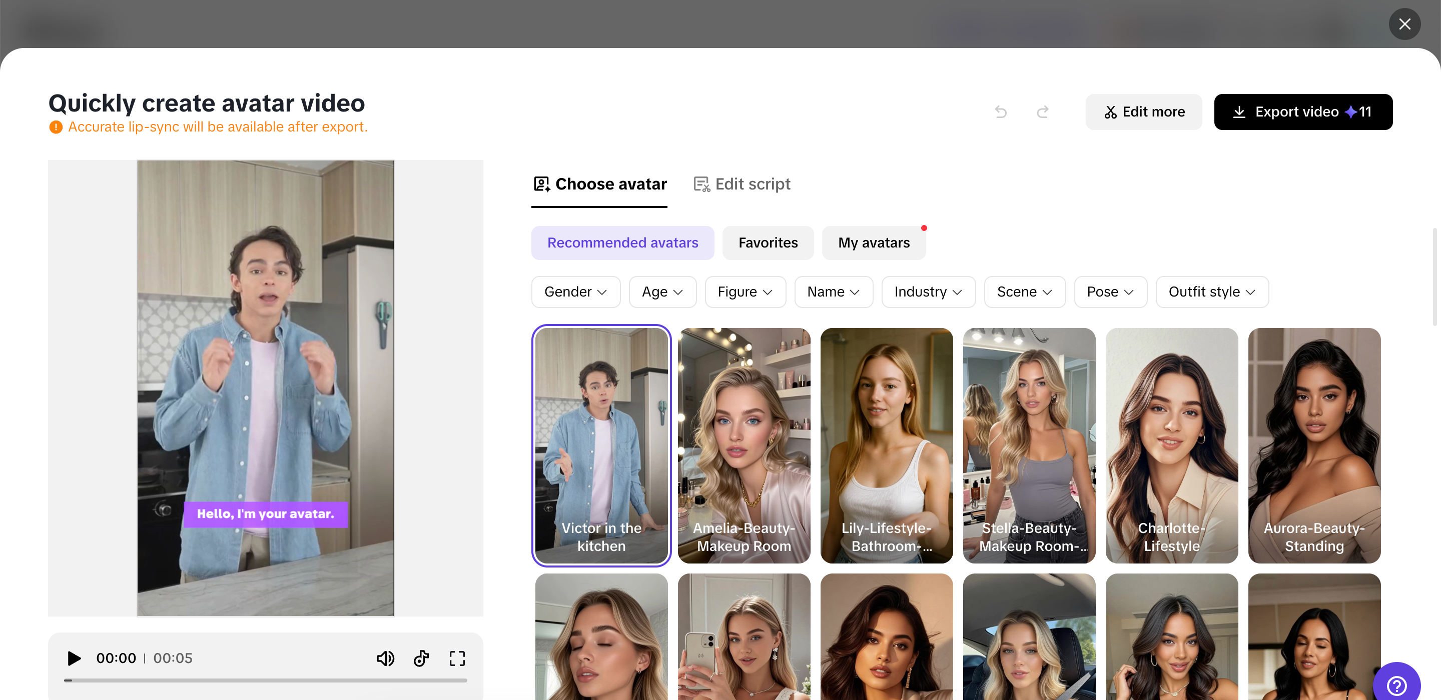 Avatar dan suara yang dapat disesuaikan