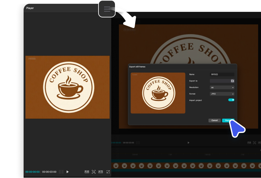 Exporting the final logo from CapCut's AI logo maker
