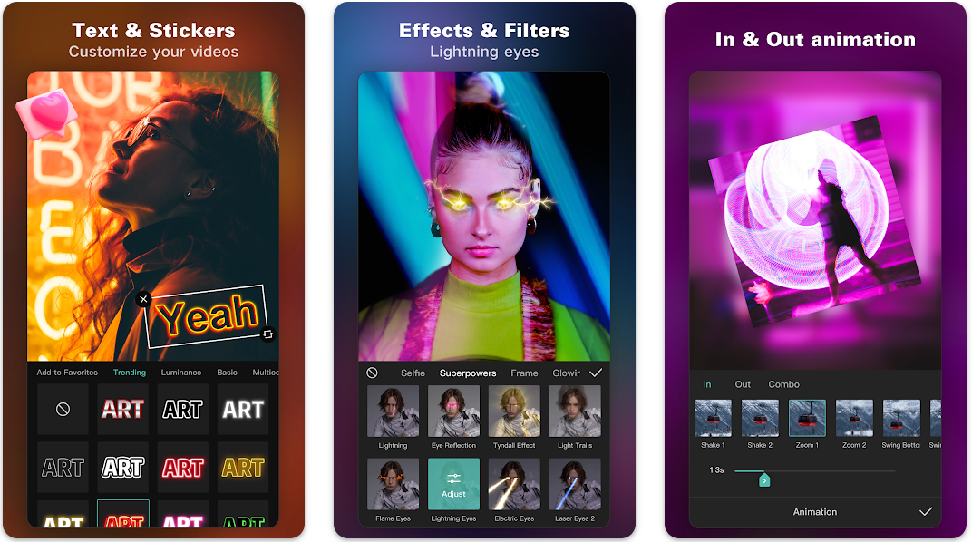 Interface of the CapCut mobile app - a quick way to add Polaroid vintage filter to videos