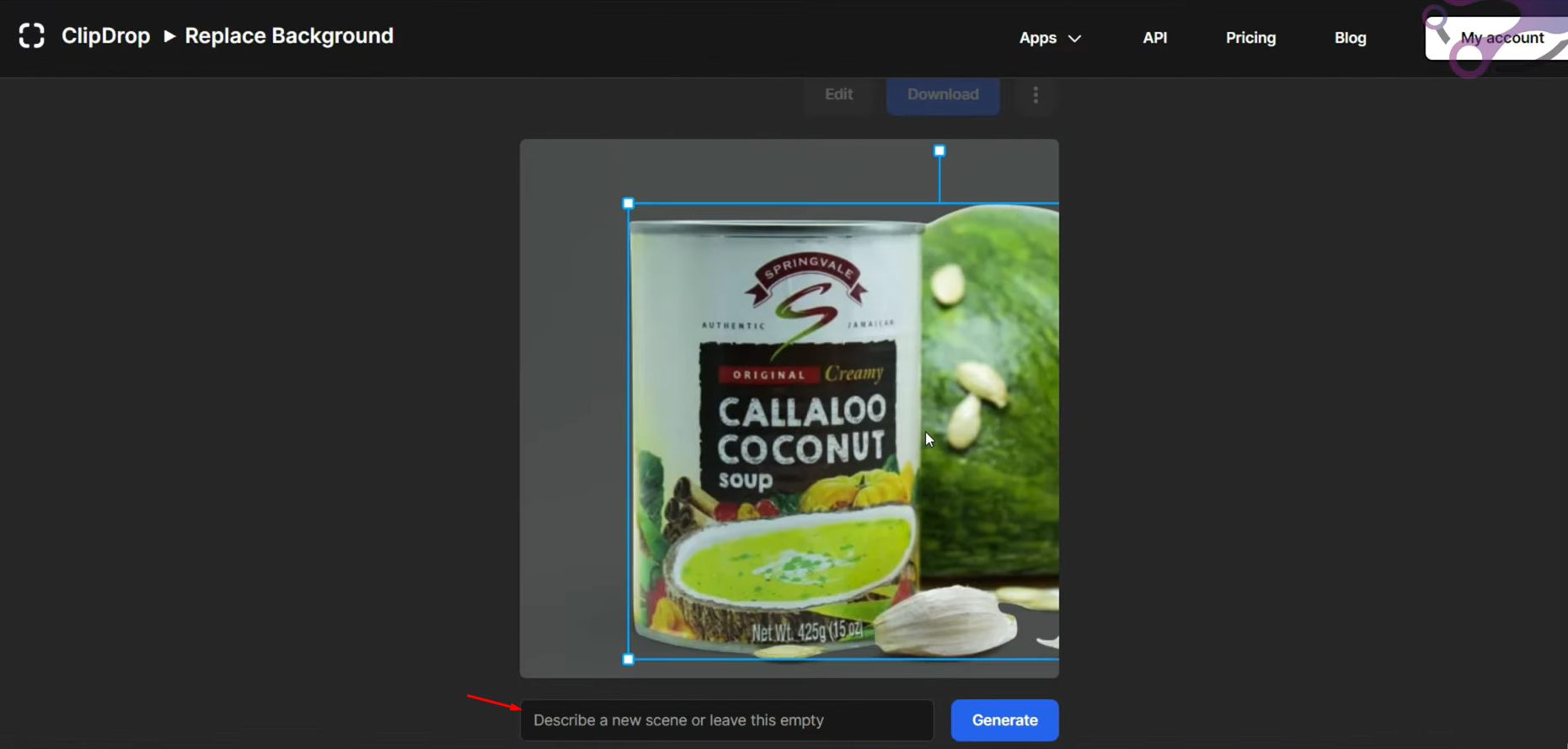 Menggunakan Clipdrop untuk menggantikan latar belakang