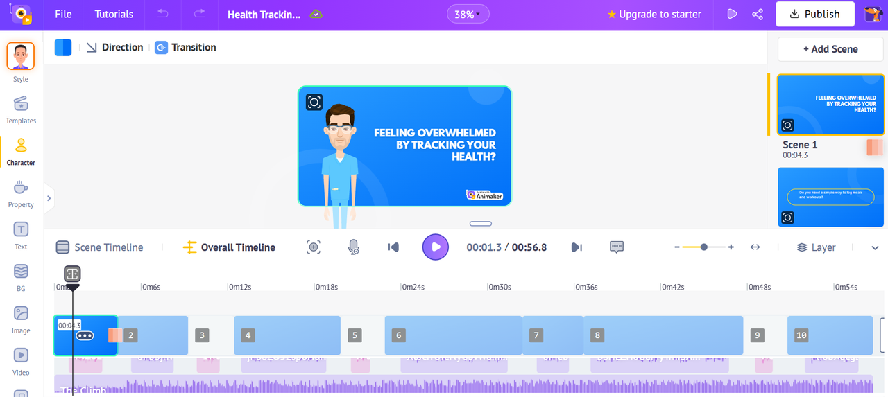 La interfaz de Animaker