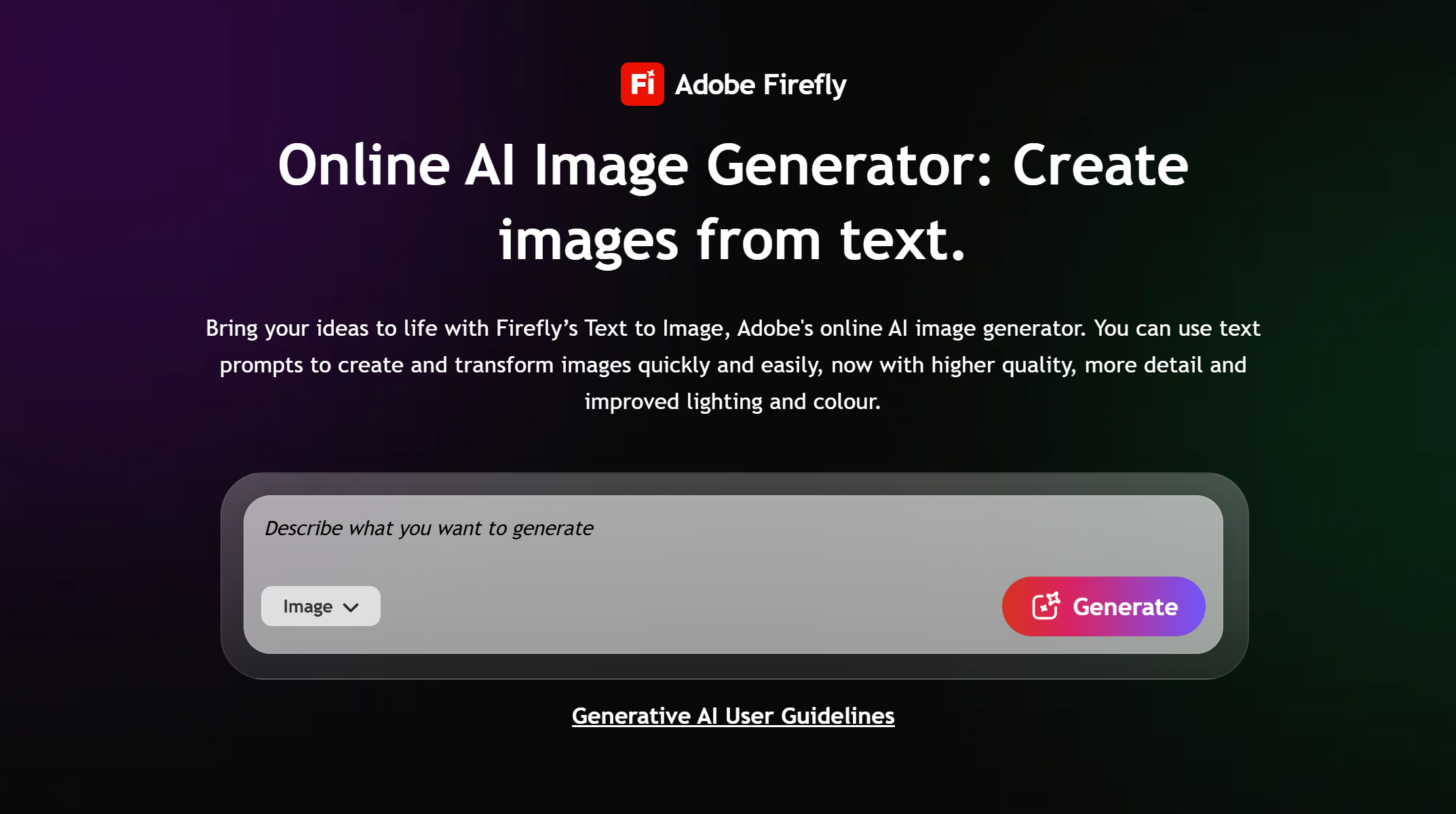 Adobe Firefly AI text to image