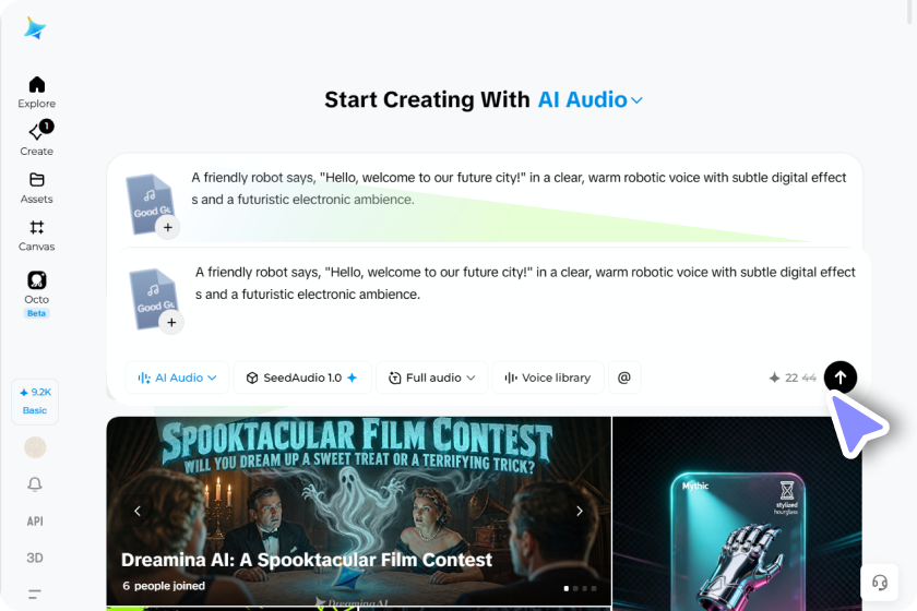 Write your robot voice prompt or upload a reference 