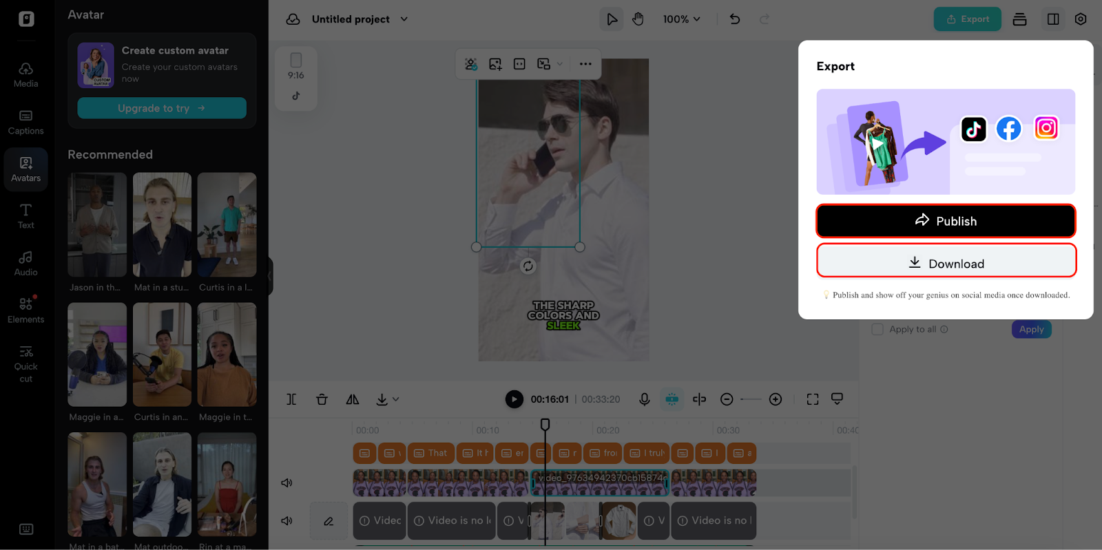 Export, share, or schedule your content