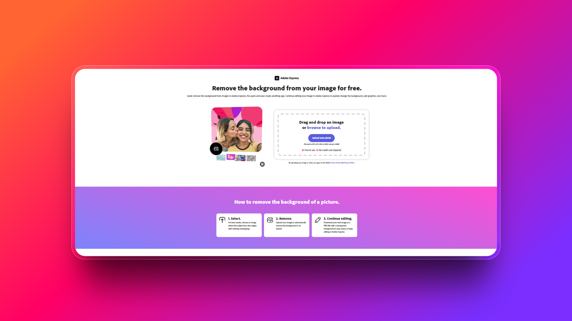 White background remover by Adobe Express