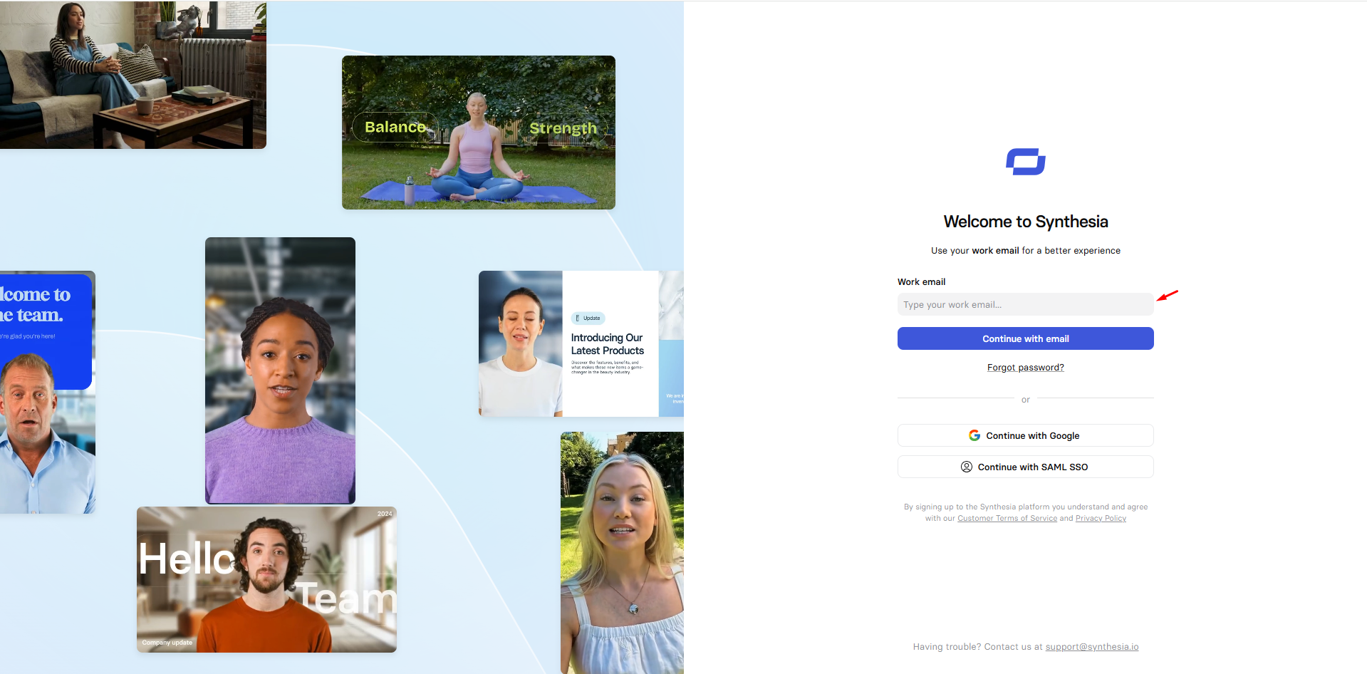 Signing up for Synthesia avatar maker