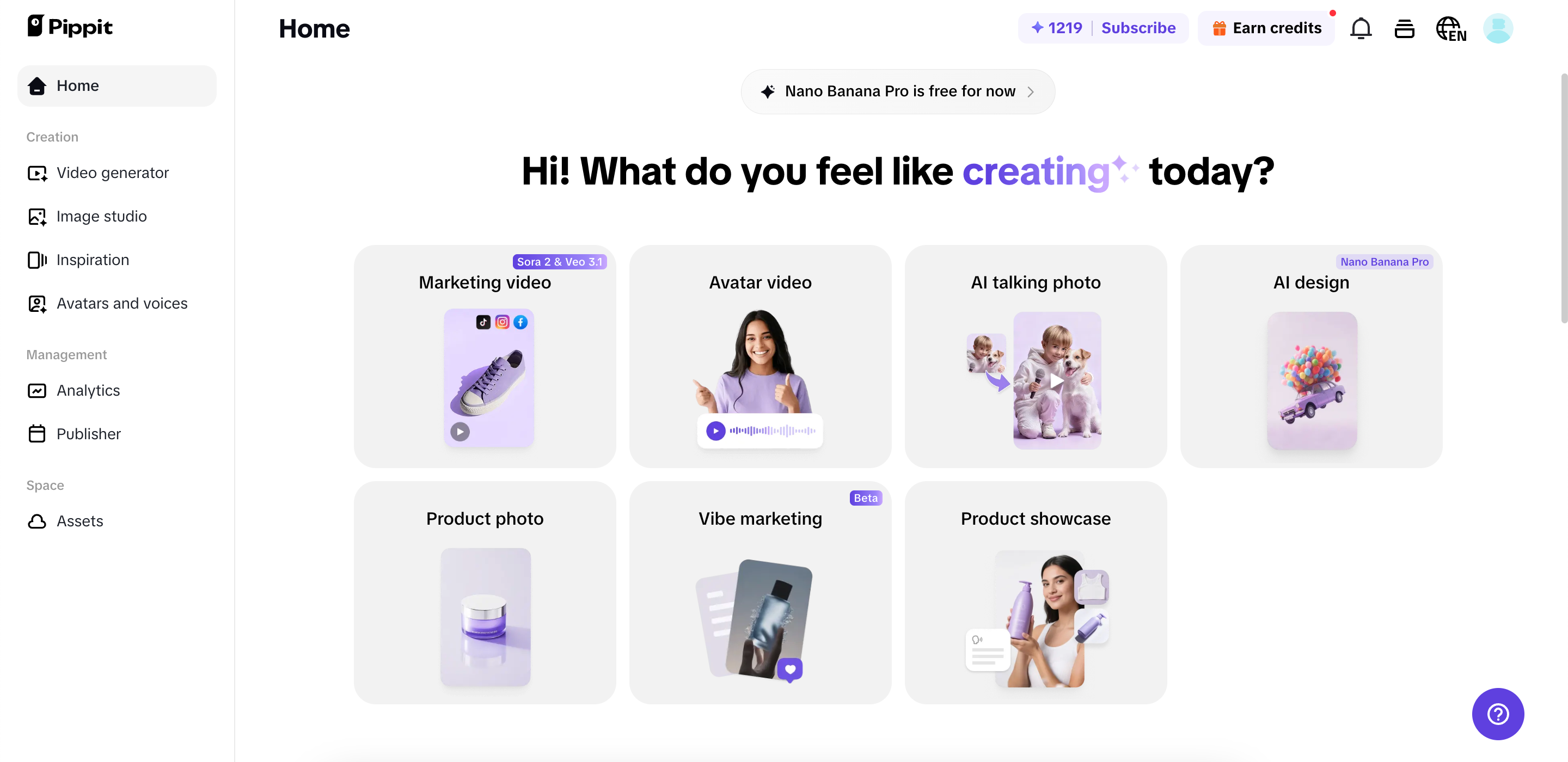 Pippit home page