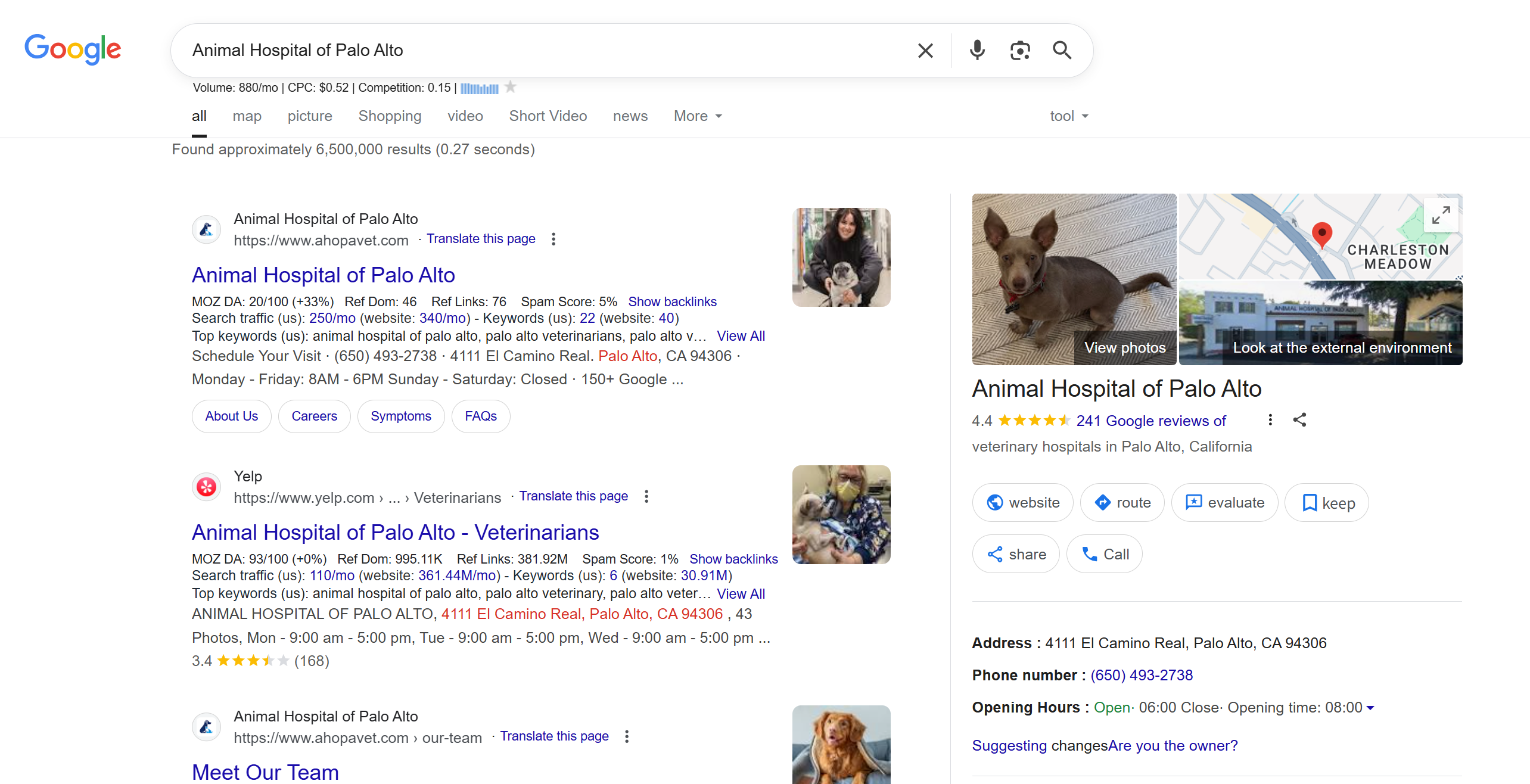 Bild zeigt Animal Hospital of Palo Alto Google Geschäftsprofil Titelbild