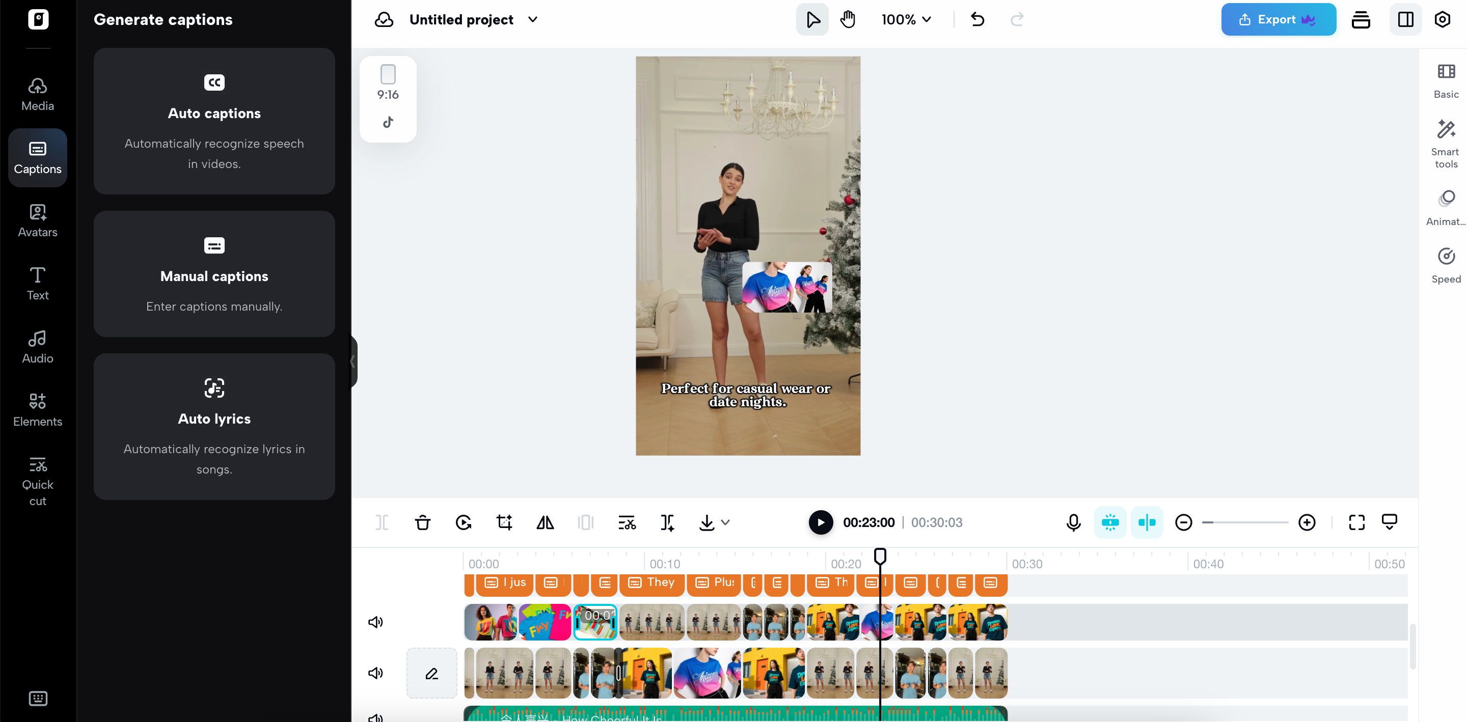 Auto-generated caption feature