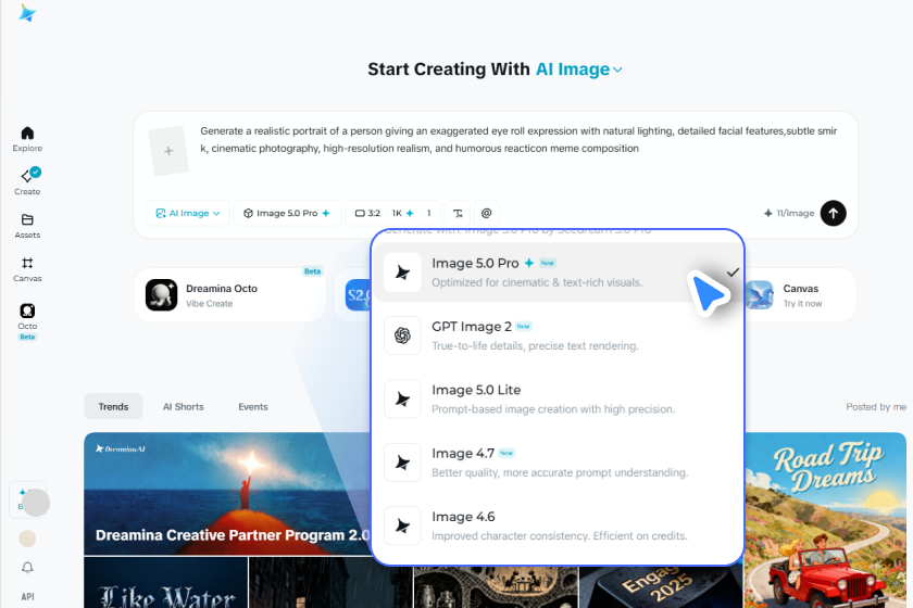  Choose your image model and generate