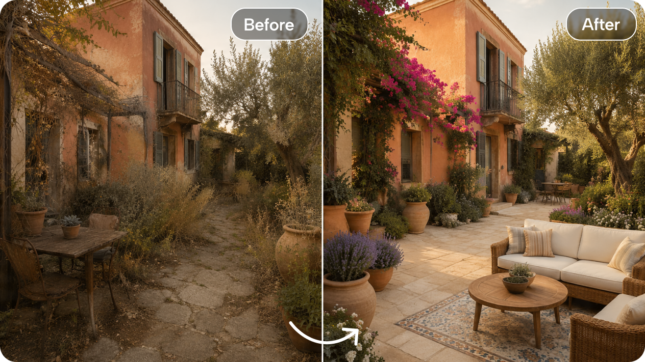 Verwandeln Sie ein Foto Ihres Gartens in ein neues Gartendesign