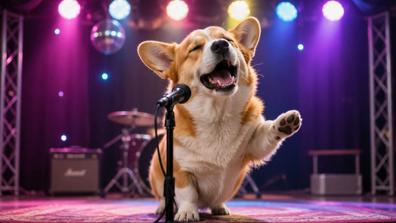 dog singing AI prompt result 2