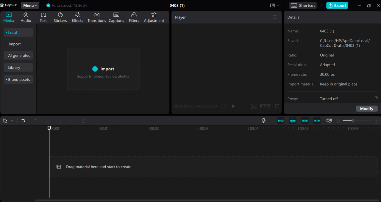 Upload a video to the CapCut desktop video editor: how long can a YouTube short be?