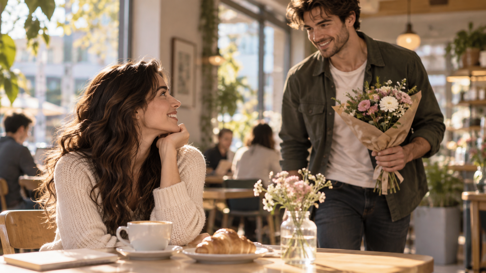 AI future boyfriend: Cafe Meet-Cute Reveal
