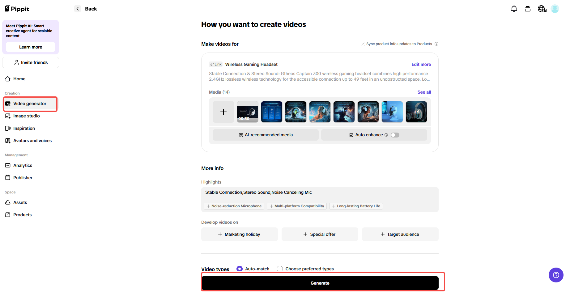 One-click video generation