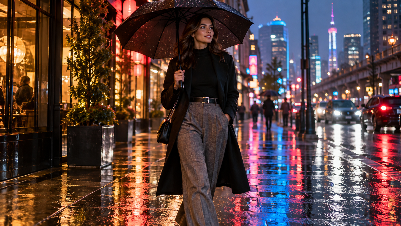 Rainy neon portrait example