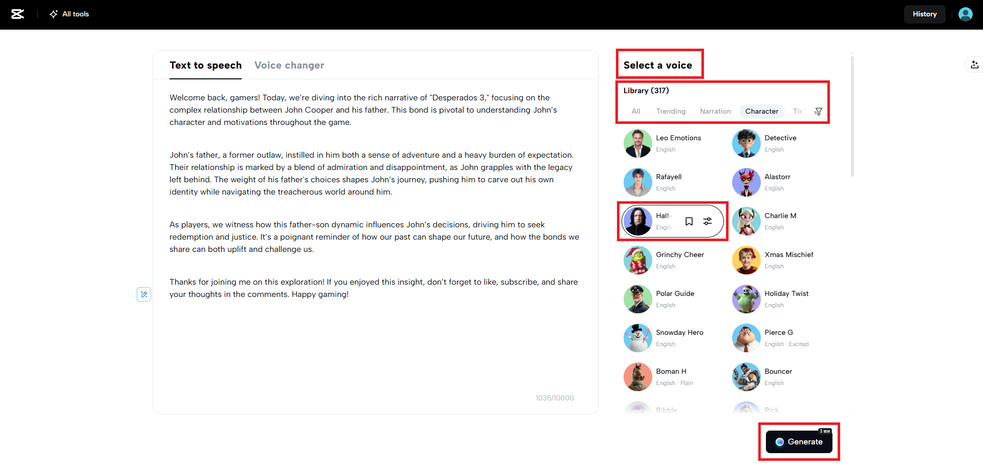 Generate your text to speech file