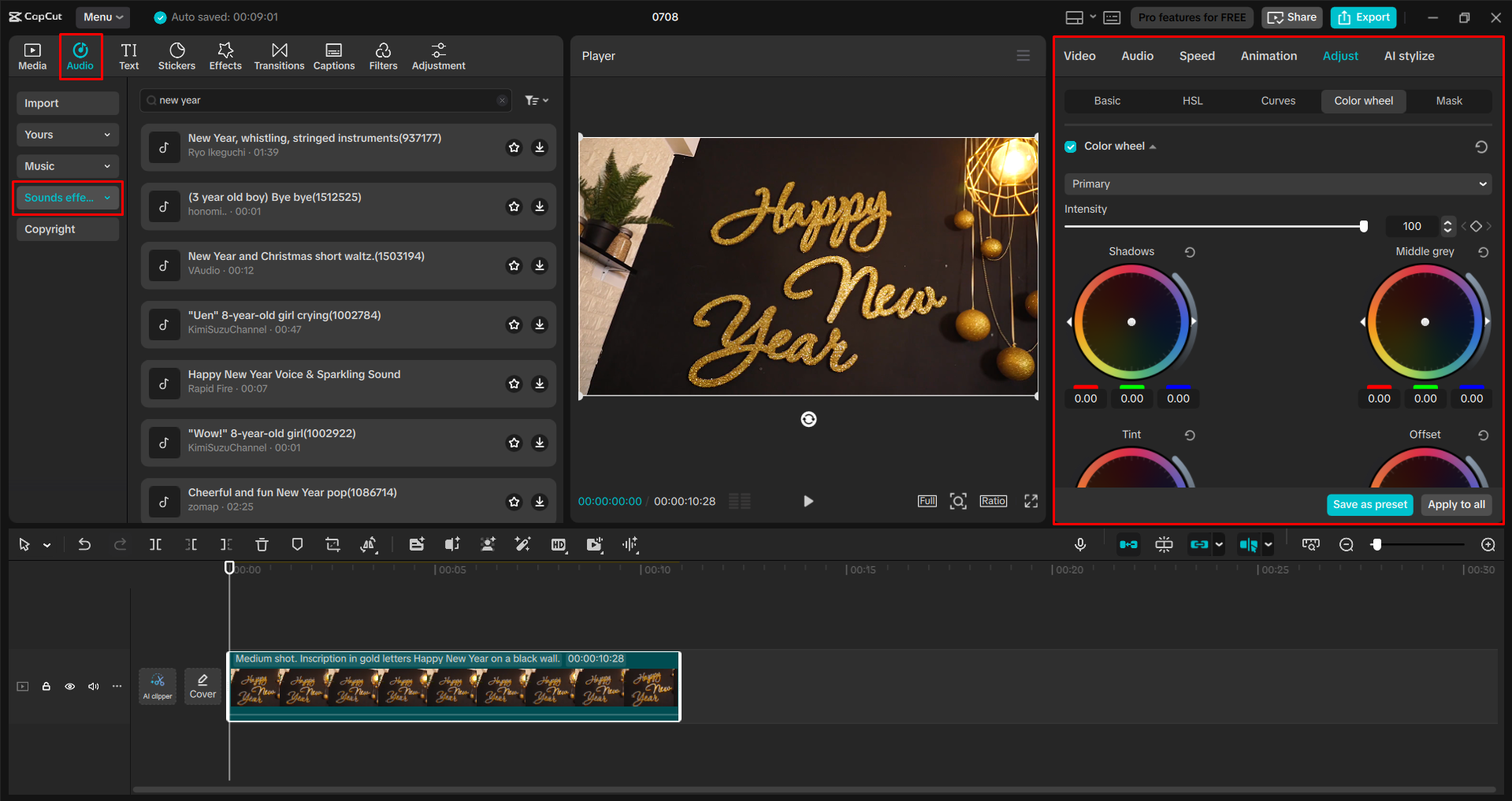Editing the video in the CapCut desktop video editor