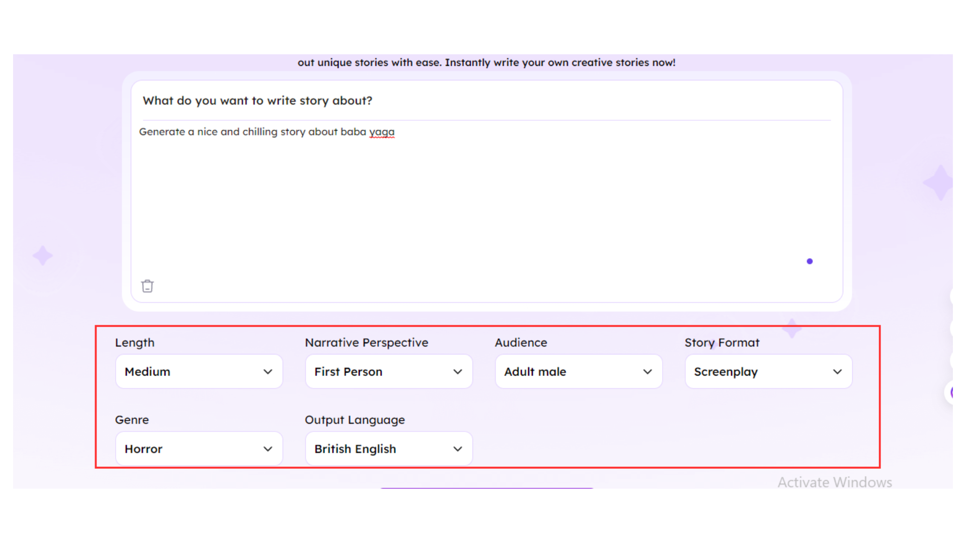 Descreva sua ideia para a história