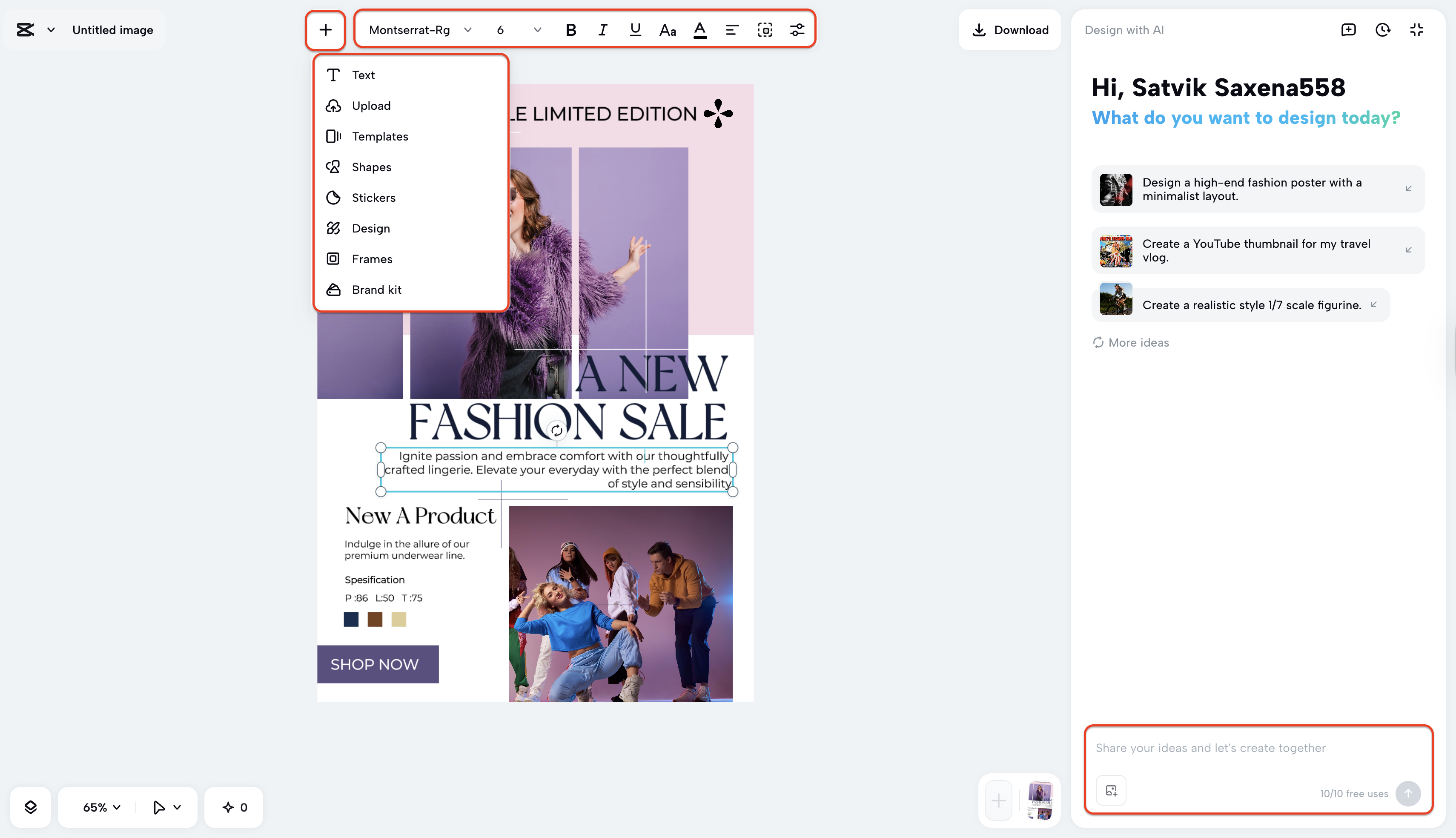 Customize the template text and buttons